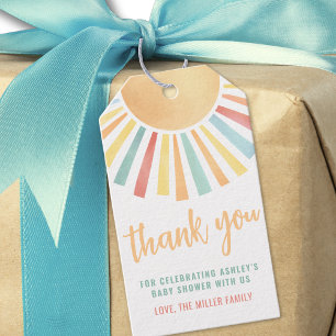 Étiquettes-cadeau Jaune Ensoleillé Baby Shower Fille