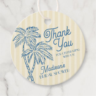 Étiquettes Cadeau Jaune Fête de Mariage Pastel de Plage à Palm Sprin