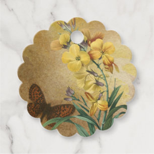 Étiquettes Cadeau Jaune Floral Rustique Vintage