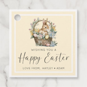 Étiquettes Cadeau Jaune Joyeux Lapin De Pâques