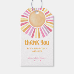 Étiquettes-cadeau Jaune rose Boho soleil fille baby shower