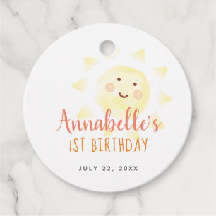 Étiquettes Cadeau Jaune soleil Merci d'anniversaire