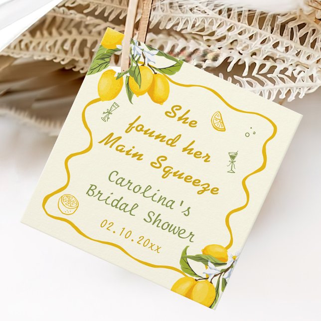 Étiquettes Cadeau Jaune Vert Fête de Mariage au Citron de la Mariée  (Créateur téléchargé)