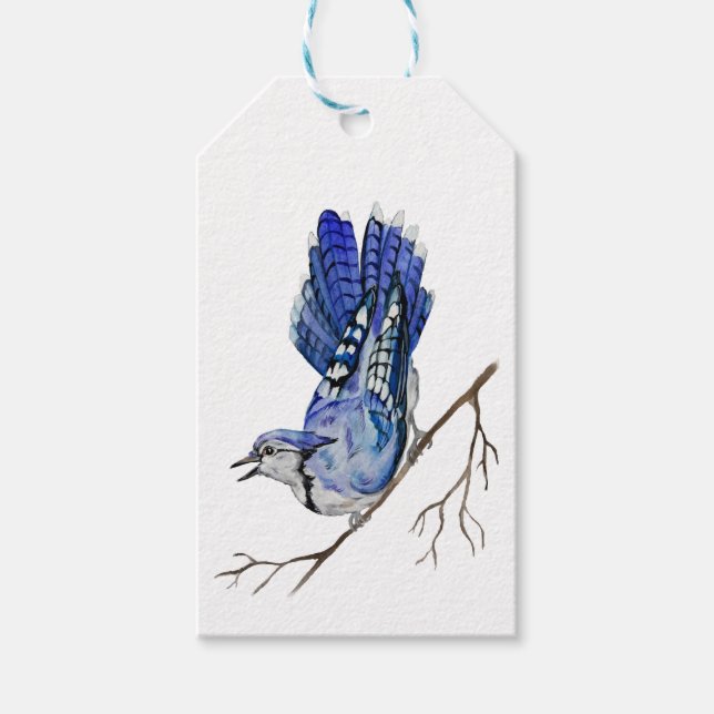 Étiquettes-cadeau Jay bleu d'oiseau de la forêt (Devant)