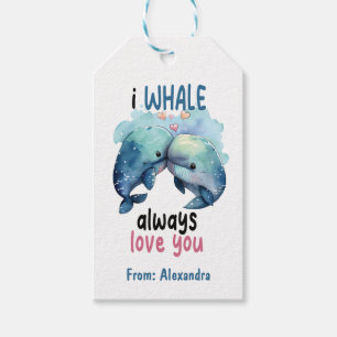 Étiquettes-cadeau Je baleine toujours t'aime plaisir Valentine pun