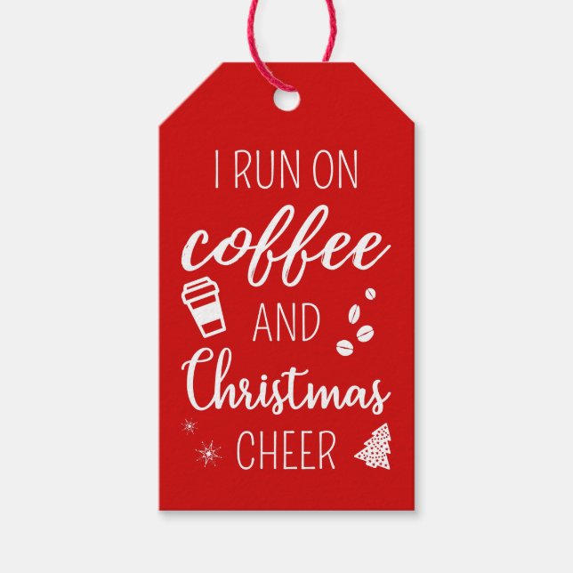 Étiquettes-cadeau Je Cours Sur Le Café Et La Soirée De Noël (Devant)
