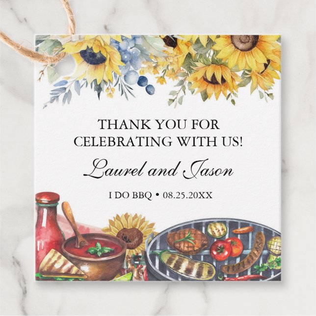 Étiquettes Cadeau Je fais du BBQ Fête de fiançailles rustique de tou (Devant)