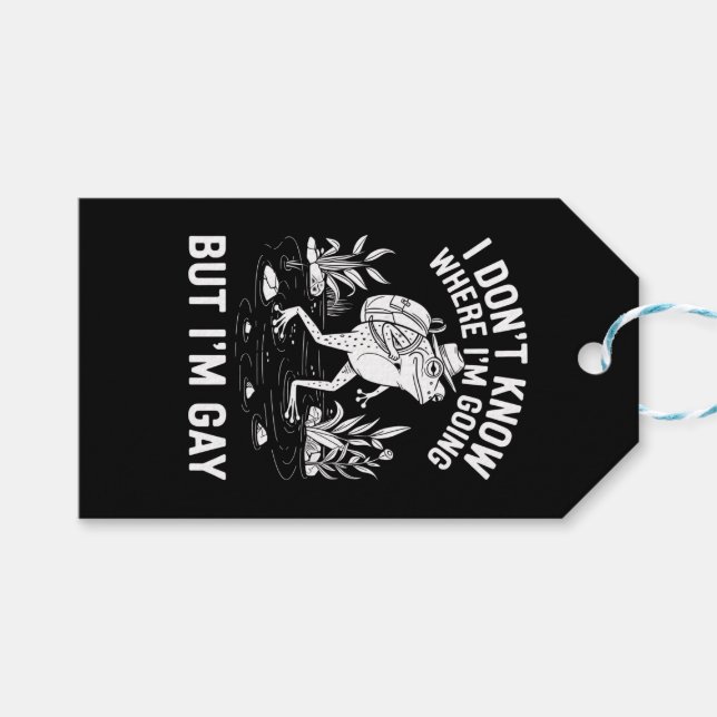 Étiquettes-cadeau Je ne sais pas où je vais, mais je suis Gay Frog (Devant (Horizontal))