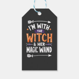 Étiquettes-cadeau Je suis avec la sorcière et son Halloween magique