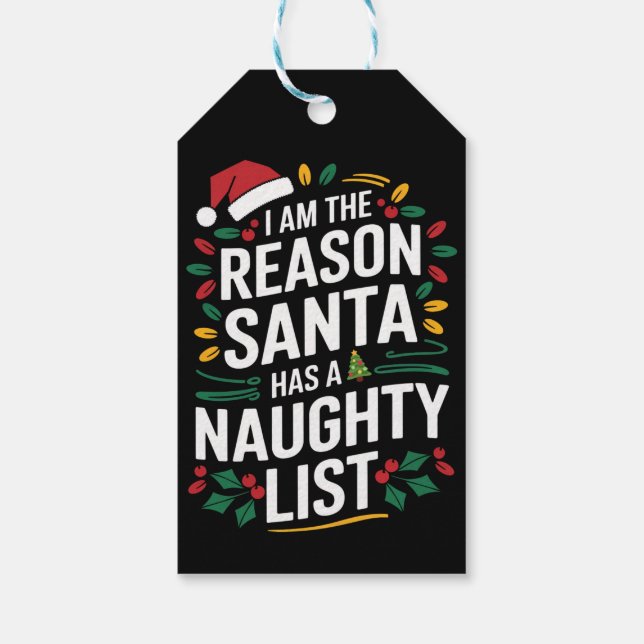 Étiquettes-cadeau Je suis la raison pour laquelle Père Noël a une li (Dos)