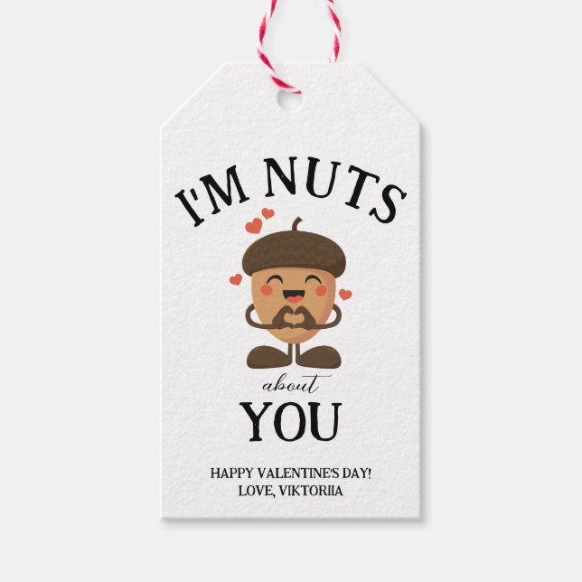 Étiquettes-cadeau Je suis Nuts à propos de toi Valentine simples coe (Devant)