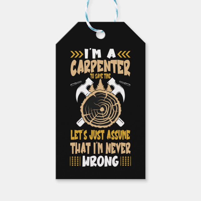 Étiquettes-cadeau Je suis un charpentier (Devant)