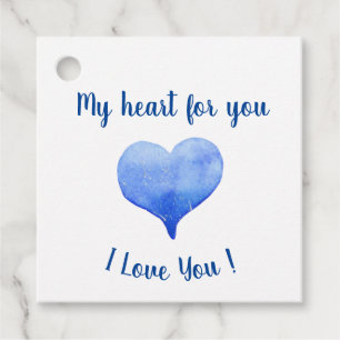 Étiquettes Cadeau Je t'aime Coeur Bleu mignon Saint Valentin