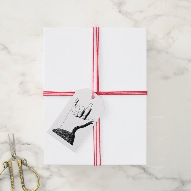 Étiquettes-cadeau Je t'aime dans ASL (Avec de la ficelle)