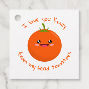 Étiquettes Cadeau Je T'Aime De Ma Tête Tomates Drôle Pun
