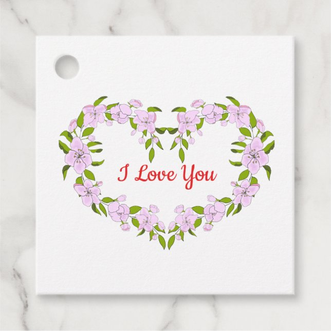 Étiquettes Cadeau Je t'aime Fleurs mignonnes (Devant)