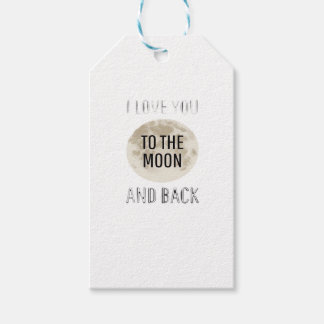 Étiquettes-cadeau Je t'aime jusqu'à la lune et retour Beige Lune Min