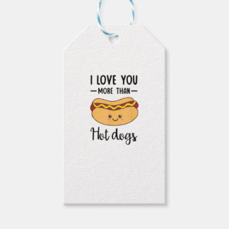 Étiquettes-cadeau Je t'aime plus que les Hot Dogs, drôle de jeu de m
