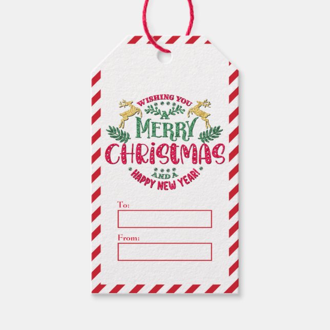 Étiquettes-cadeau Je vous souhaite Joyeux Noël et Bonne Année (Devant)