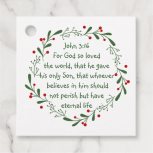 Étiquettes Cadeau Jean 3:16 Car Dieu a tant aimé le monde Noël