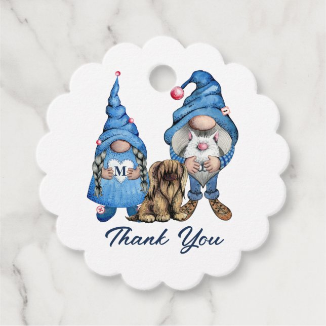 Étiquettes Cadeau Jeans Aquarelles Gnomes (Devant)