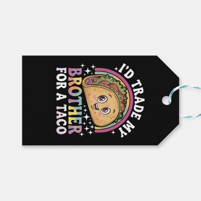 Étiquettes-cadeau J'échangerais Mon Frère Pour Un Taco Cinco De Mayo (Devant (Horizontal))