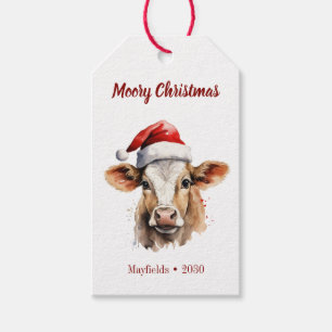 Étiquettes-cadeau Jersey Cow "Moory Christmas"