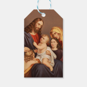 Étiquettes-cadeau Jésus-Christ avec les Enfants Premium Beaux-Arts