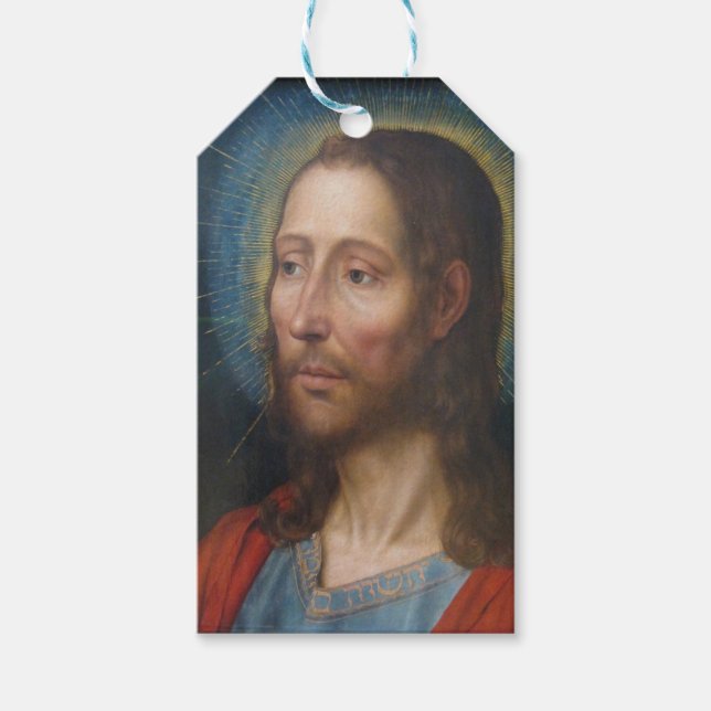 Étiquettes-cadeau Jésus Christ avec un Halo d'or (Devant)