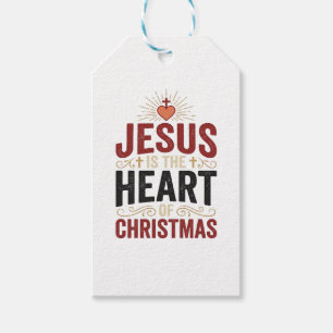 Étiquettes-cadeau Jésus est le cœur du T-shirt vintage de Noël
