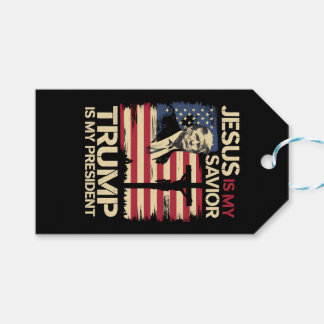 Étiquettes-cadeau Jésus est mon sauveur Trump est mon président Drap