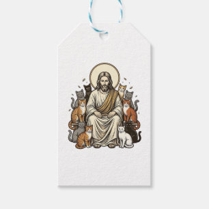 Étiquettes-cadeau Jésus et Chats Vintage