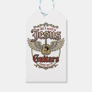 Étiquettes-cadeau Jésus et guitares Guitare chrétienne vintage