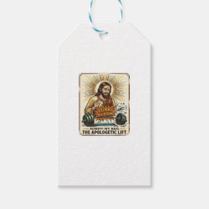 Étiquettes-cadeau Jésus laissant tomber un haltère lourd bruyamment