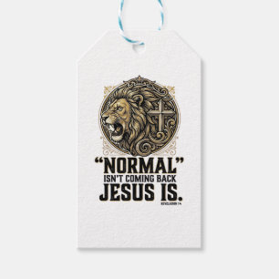 Étiquettes-cadeau Jésus Revient Croix Lion Chemise Chrétienne