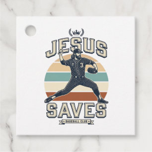 Étiquettes Cadeau Jesus Sauve Baseball Vintage Dessin Vectoriel Chré