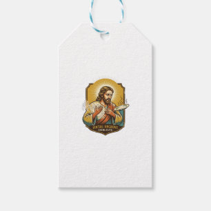 Étiquettes-cadeau Jésus s'est brûlé le doigt en sortant l'assiette d