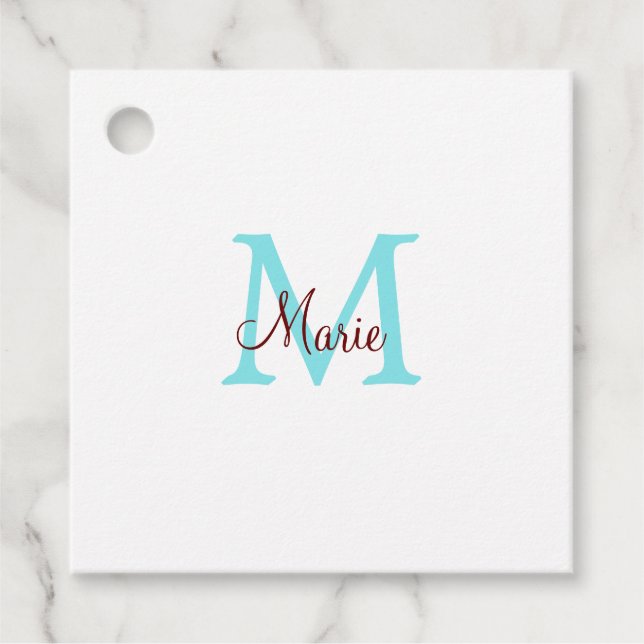 Étiquettes Cadeau jeté simple minimal ajouter nom monogramme rose ro (Devant)