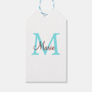 Étiquettes-cadeau jeté simple minimal ajouter nom monogramme rose ro