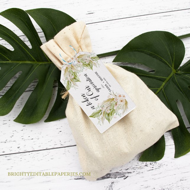 Étiquettes-cadeau Jeton de notre appréciation Mariage Pampas Tropica (Show your appreciation with our tropical pampas gift tags.)