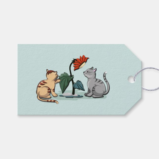 Étiquettes-cadeau Jeu de fleurs de délice d'été de chatons (Devant (Horizontal))