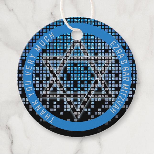 Étiquettes Cadeau Jeu vidéo noir bleu Gamer Bar Mitzvah (Devant)