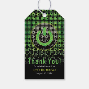 Étiquettes-cadeau Jeu vidéo noir vert Gamer Bar Mitzvah
