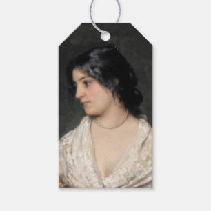 Étiquettes-cadeau Jeune femme élégante avec un collier de perles