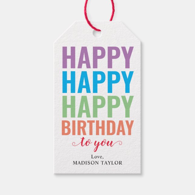 Étiquettes-cadeau JEUX ANNIVERSAIRE coloré moderne pour vous (Devant)