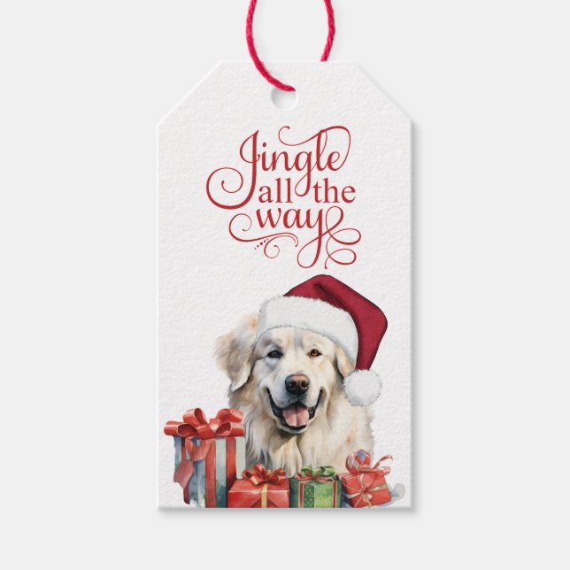 Étiquettes-cadeau Jingle All the Way Great Pyrenees Dog Christmas (Devant)