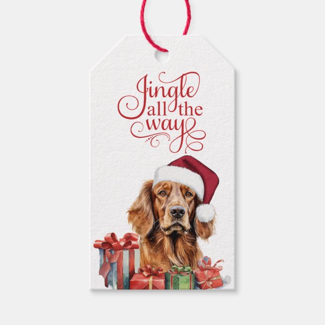 Étiquettes-cadeau Jingle All the Way Irish Setter Dog Christmas (Devant)