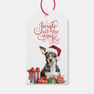 Étiquettes-cadeau Jingle All the Way Rat Terrier Chien de Noël