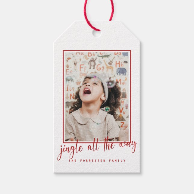 Étiquettes-cadeau Jingle All The Way Red Script (Devant)