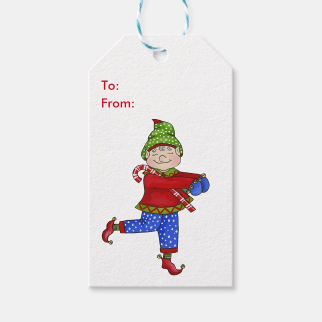 Étiquettes-cadeau Jingle Elves (Fred) (Devant)